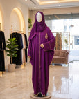 Magenta Heirloom - Luxury Velvet Shawl Abaya Set