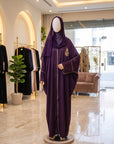Plum Heirloom - Luxury Velvet Shawl Abaya Set
