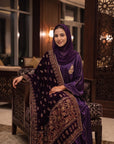 Plum Heirloom - Luxury Velvet Shawl Abaya Set