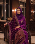 Magenta Heirloom - Luxury Velvet Shawl Abaya Set