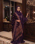 Plum Heirloom - Luxury Velvet Shawl Abaya Set