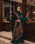 Emerald Heirloom - Luxury Velvet Shawl Abaya Set