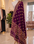 Magenta Heirloom - Luxury Velvet Shawl Abaya Set