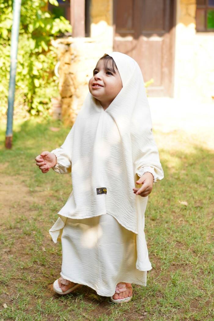 Mirha Kids Abaya Set - Off-White