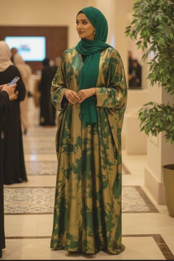 Golden Mist Abaya - Emerald